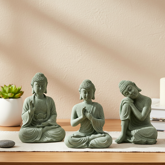 Buddha Statue Green Sandstone For Home