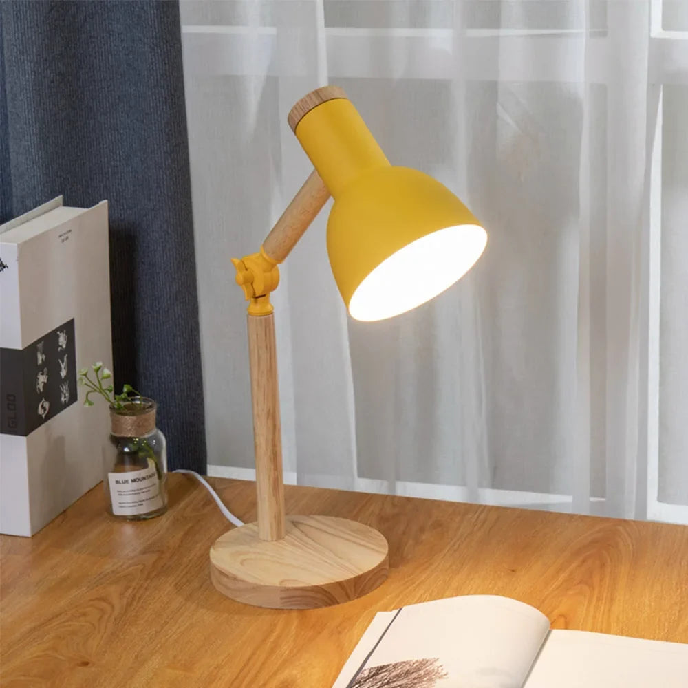 Nordic Wooden Desk Lamp – Adjustable – E27 – Modern Table Light