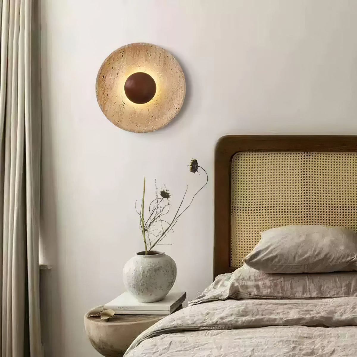 Travertine Wall Light Wooden Accent LED For Home