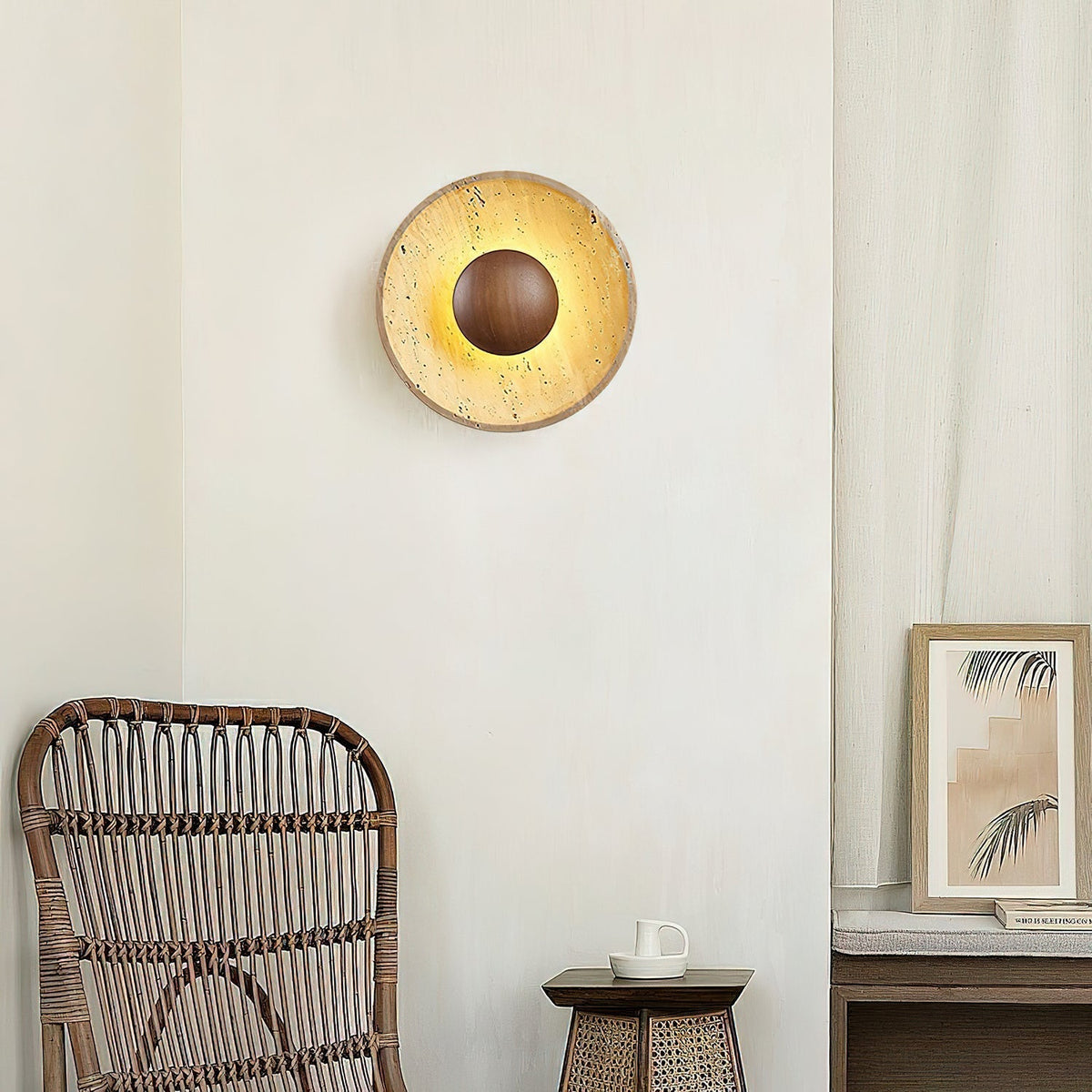 Travertine Wall Light Wooden Accent LED For Home