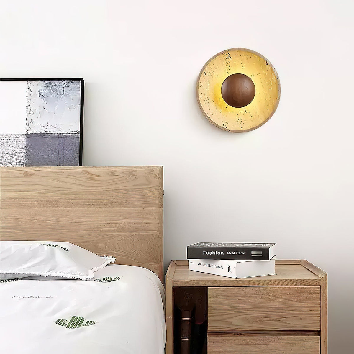 Travertine Wall Light Wooden Accent LED For Home