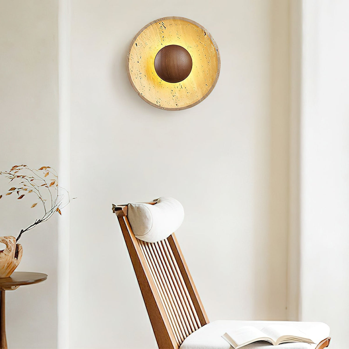 Travertine Wall Light Wooden Accent LED For Home