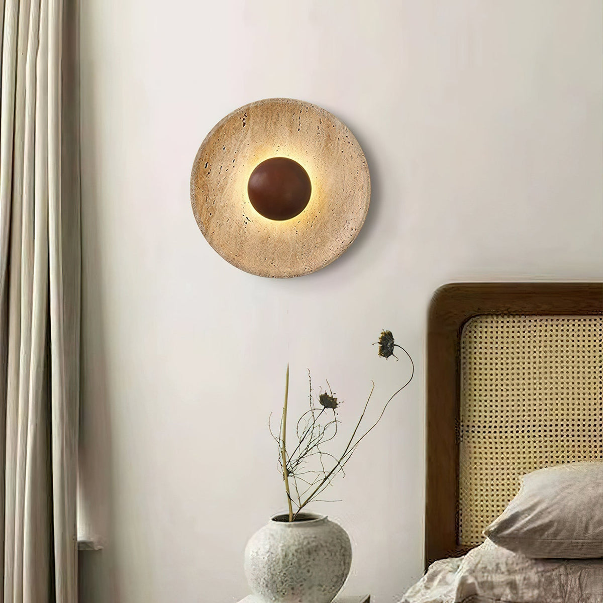 Travertine Wall Light Wooden Accent LED For Home