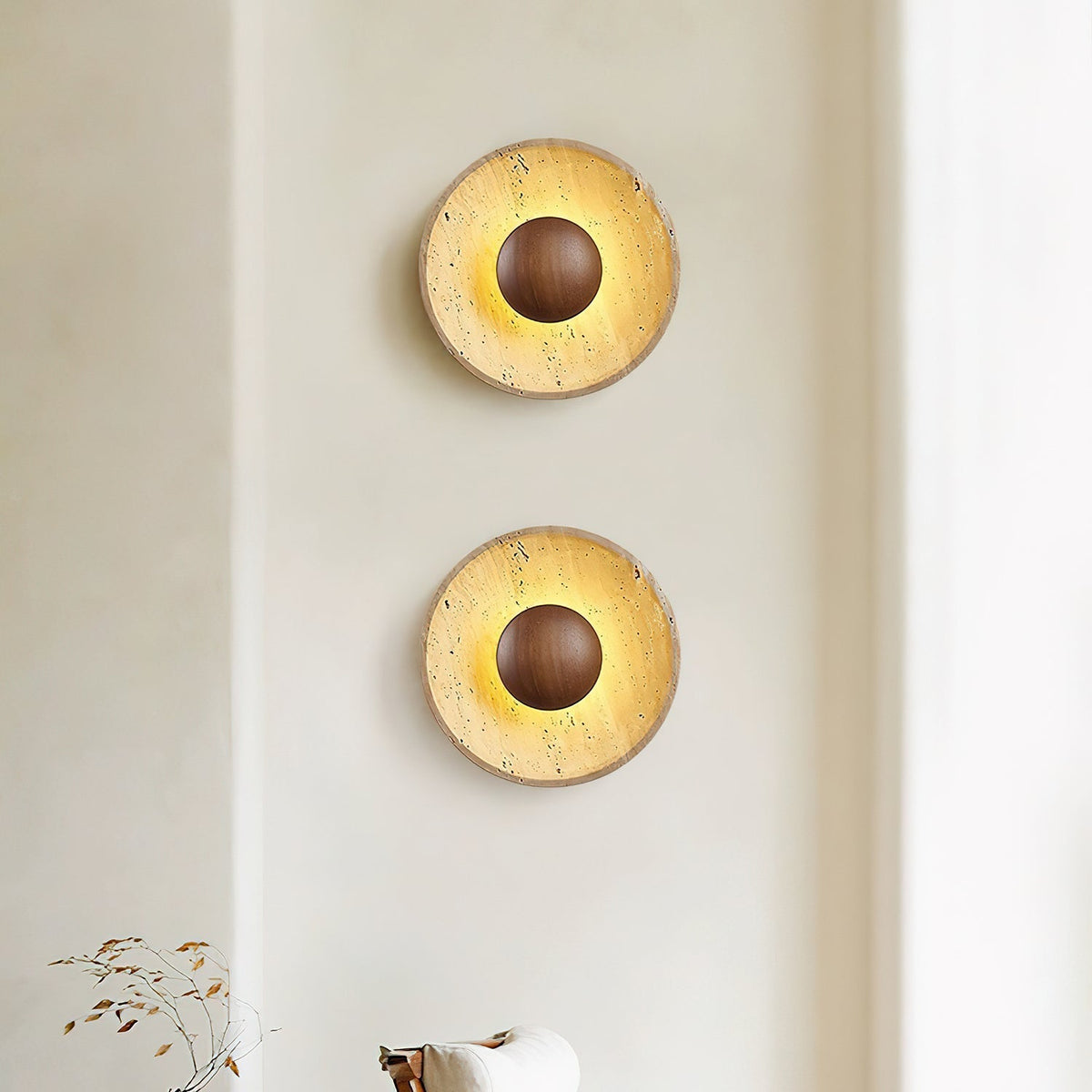 Travertine Wall Light Wooden Accent LED For Home