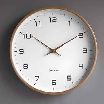 Nordic Wall Clock – Silent Quartz – Wood Frame – Minimalist Home