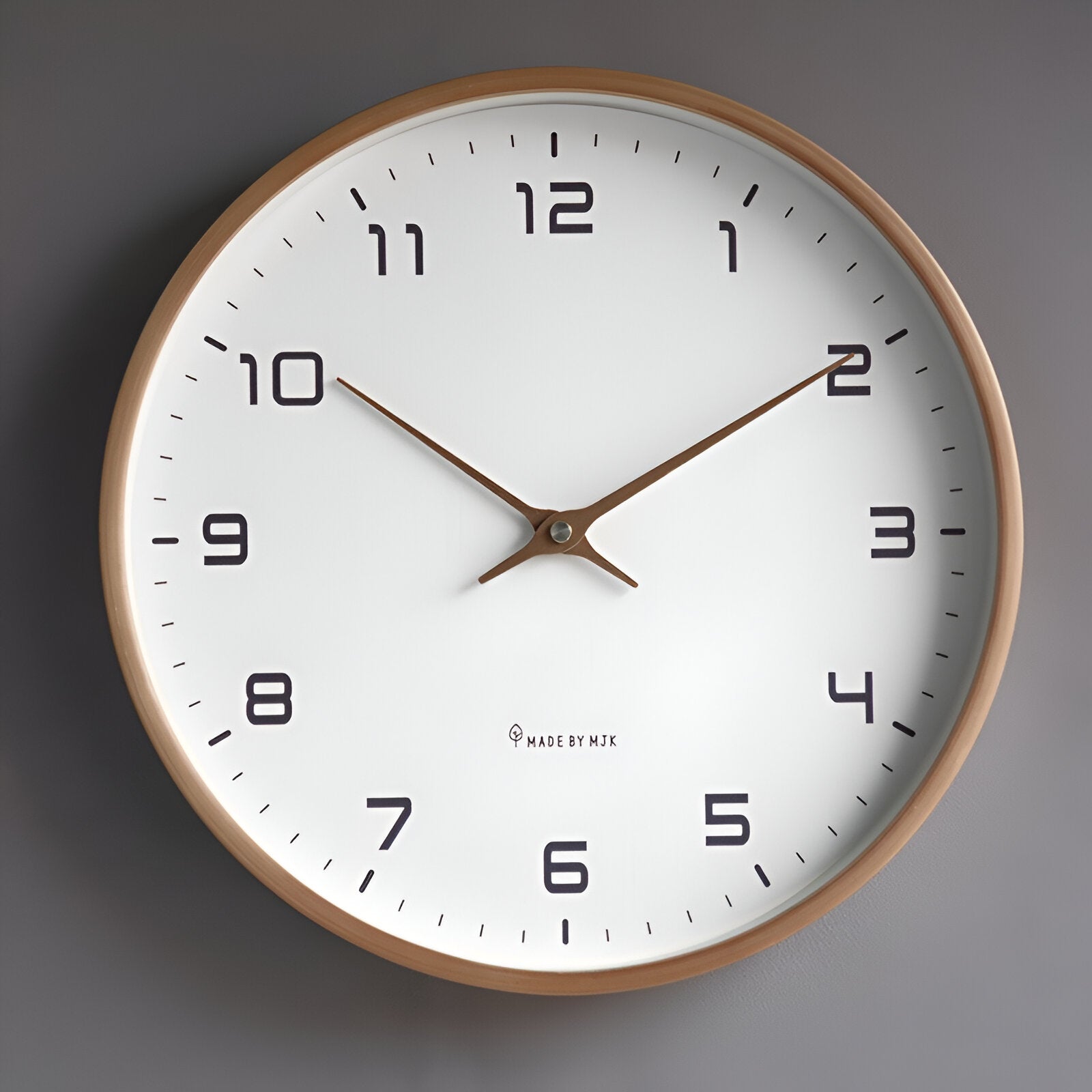 Nordic Wall Clock – Silent Quartz – Wood Frame – Minimalist Home