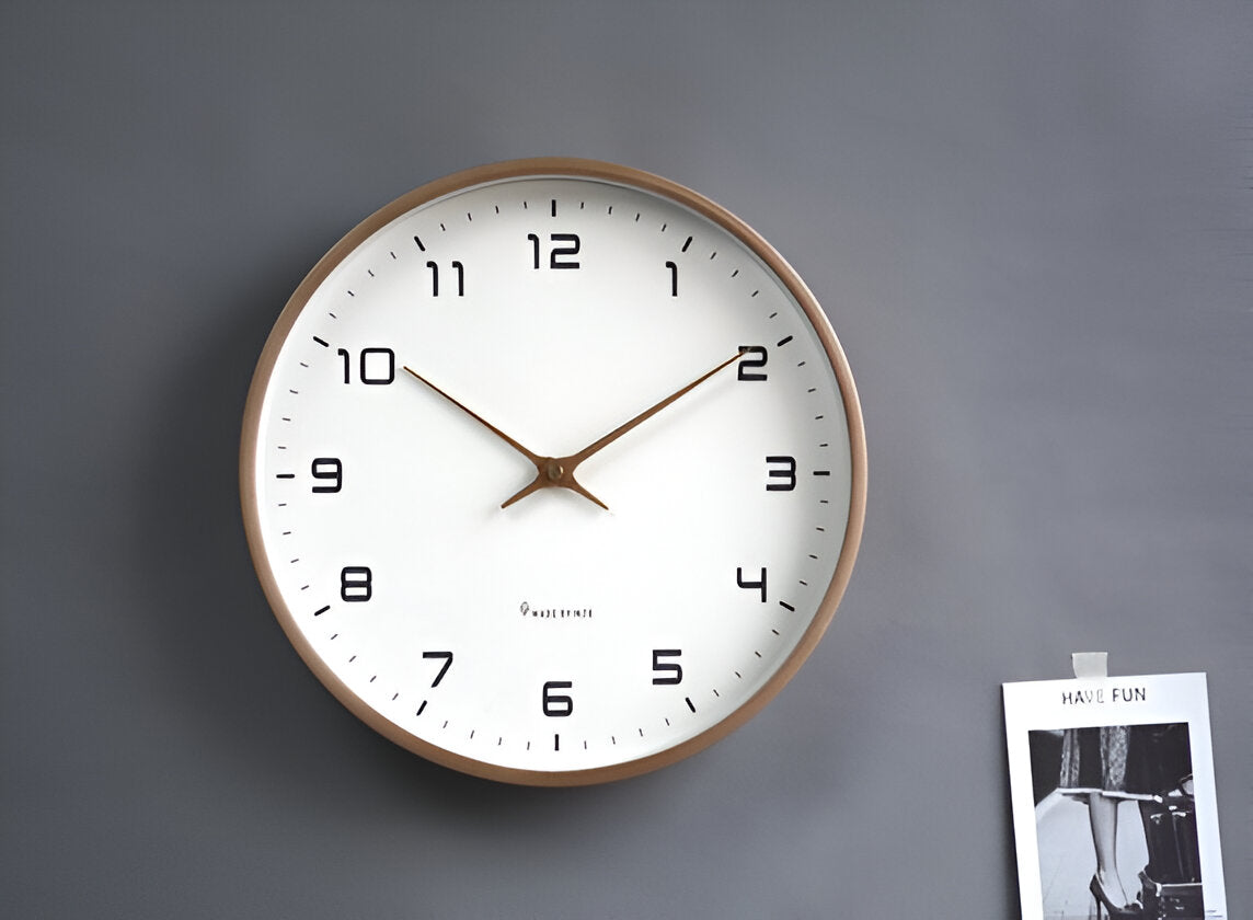 Nordic Wall Clock – Silent Quartz – Wood Frame – Minimalist Home