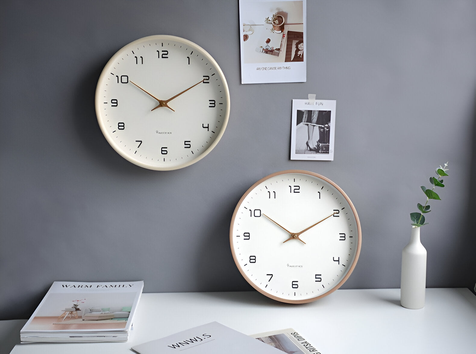 Nordic Wall Clock – Silent Quartz – Wood Frame – Minimalist Home