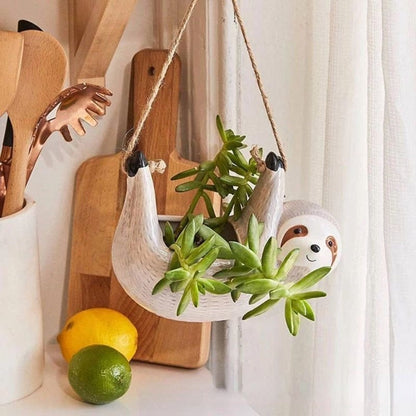 Ceramic Plant Pot Sloth Design Handmade
