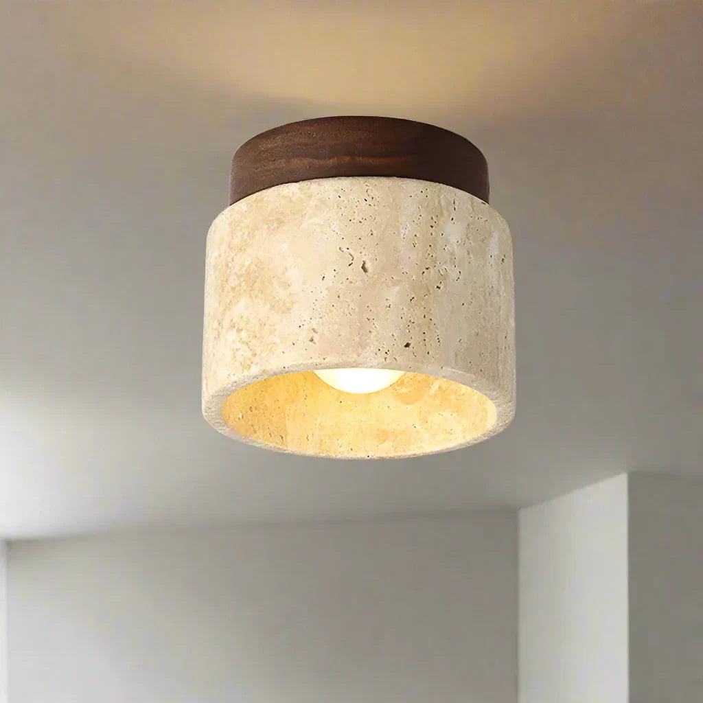 Japandi Ceiling Light – Travertine Stone – E27 Socket