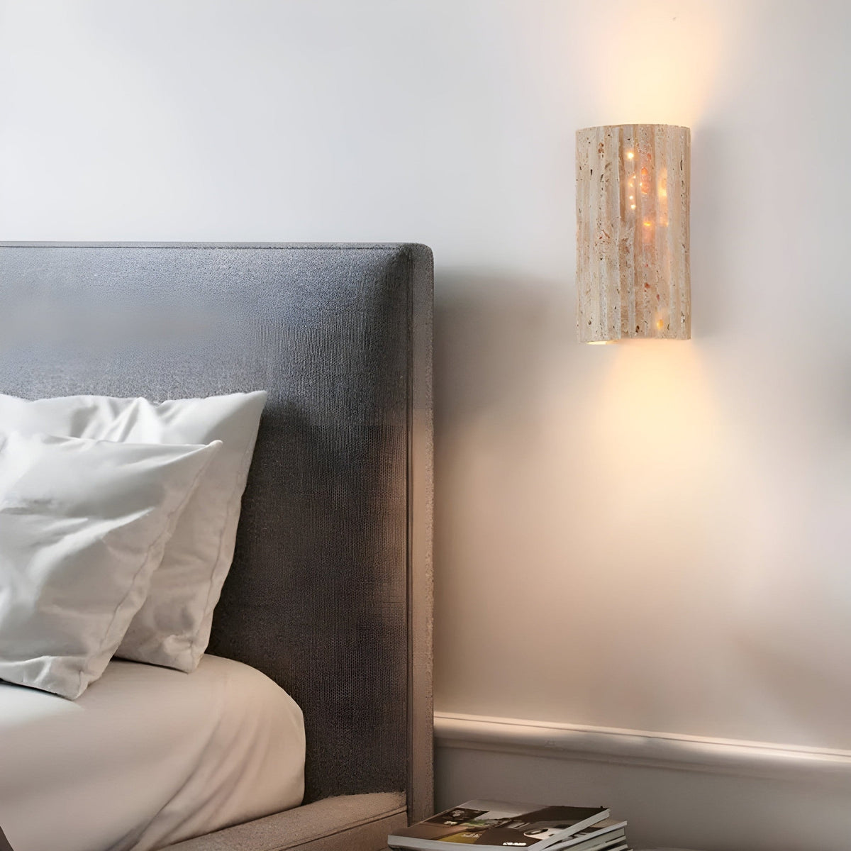 Travertine Wall Light Ribbed Texture Warm LED For Home