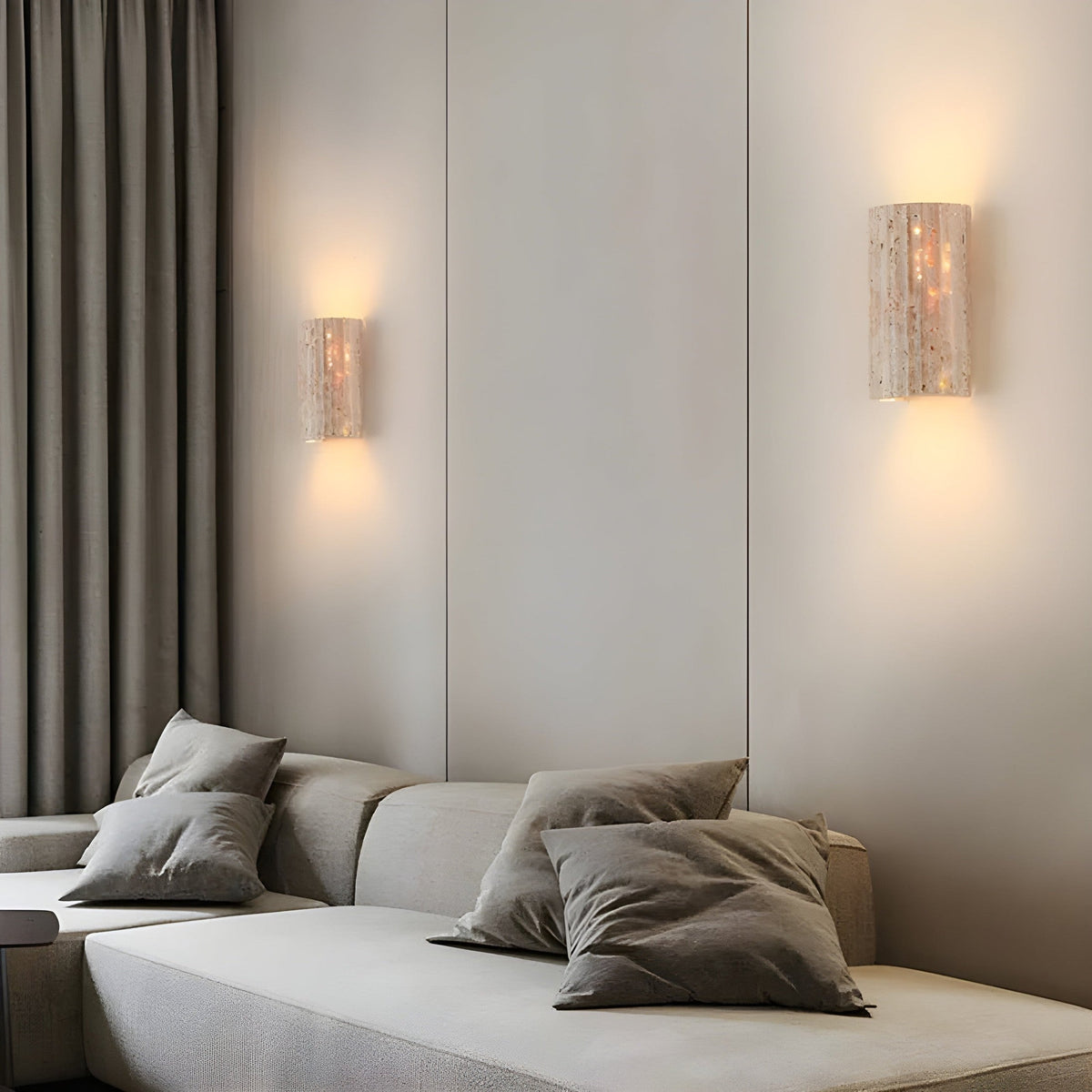 Travertine Wall Light Ribbed Texture Warm LED For Home