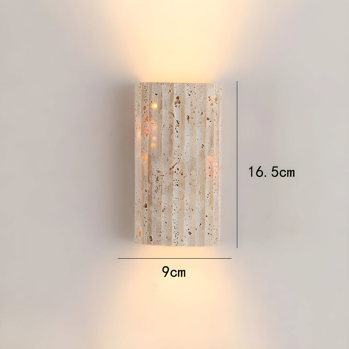 Travertine Wall Light Ribbed Texture Warm LED For Home