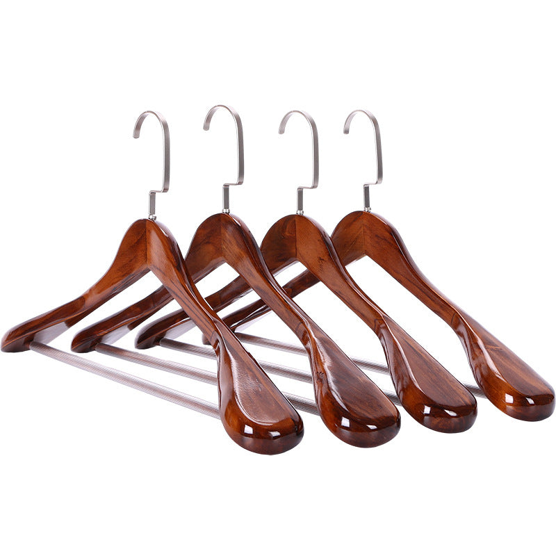 Wooden Clothes Hangers Curved Design Metal Accents
