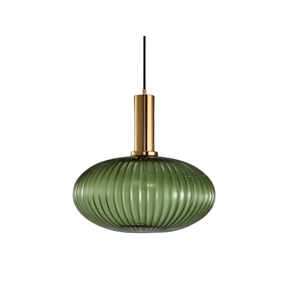 Ribbed Glass Pendant Light Brass Finish