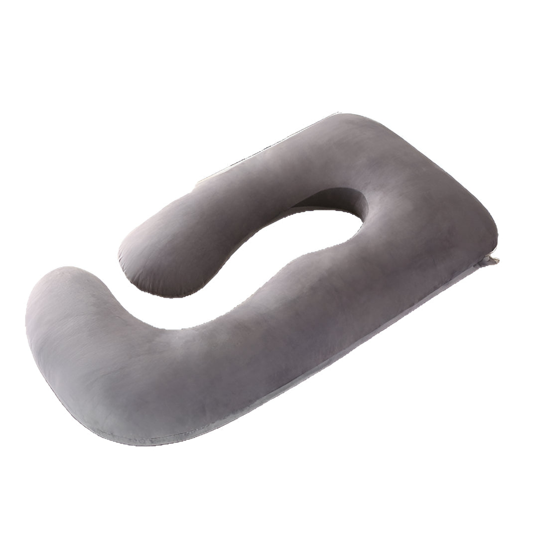 U-Shaped Pregnancy Pillow – Full Body – Removable Cover – Grey
