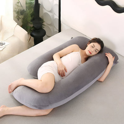 U-Shaped Pregnancy Pillow – Full Body – Removable Cover – Grey