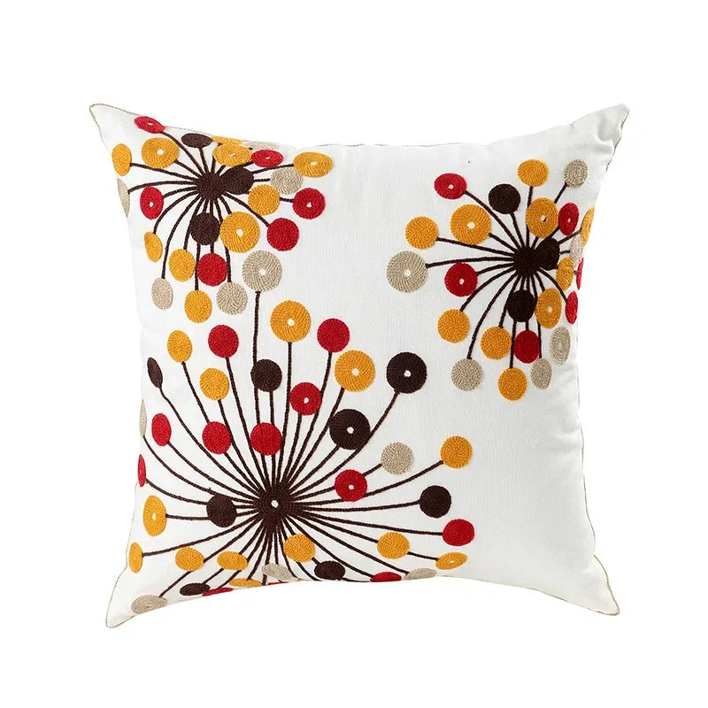 Embroidered Cushion Cover – Floral Pattern – Cotton Blend