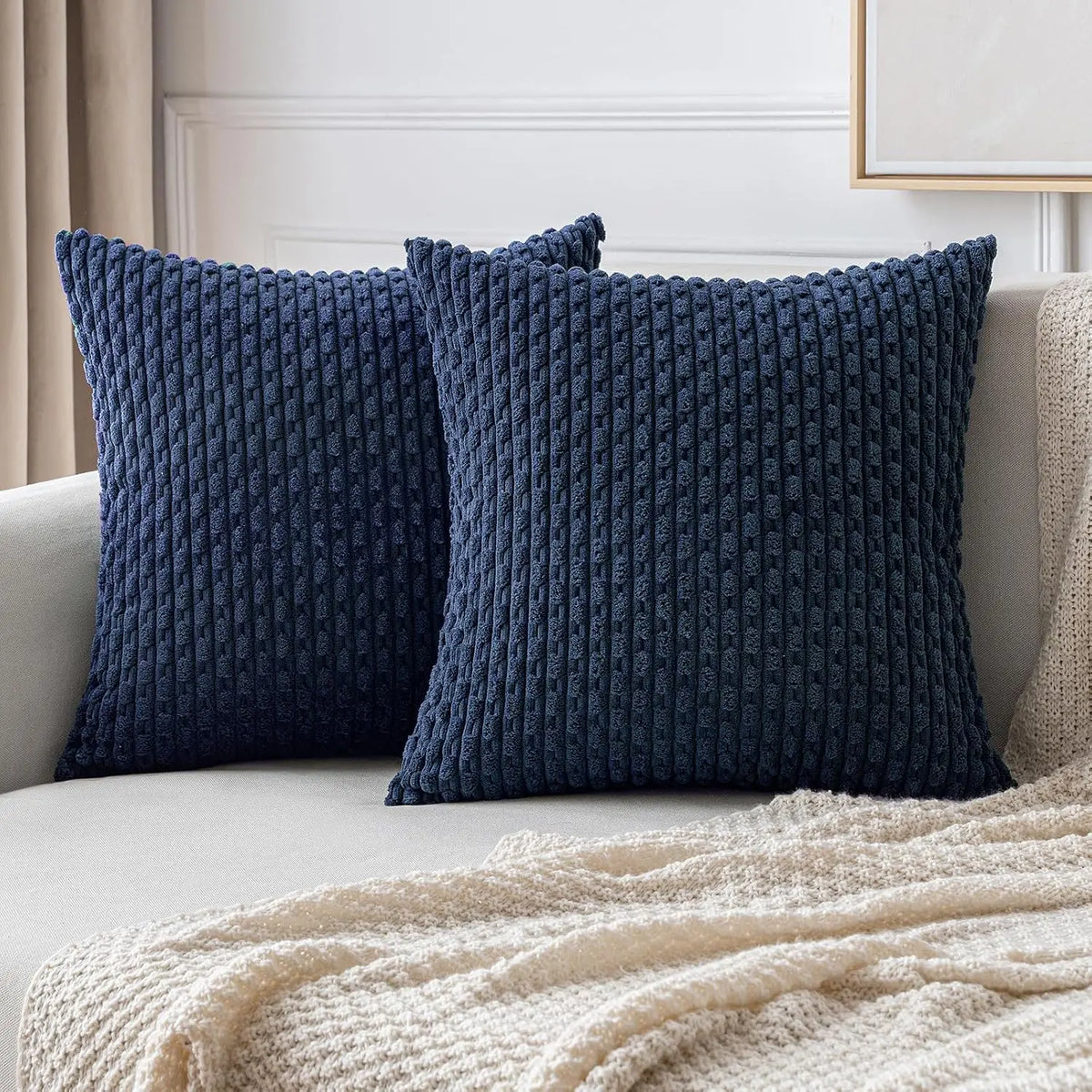 Corduroy Cushion Cover Soft Ribbed Fabric For Home