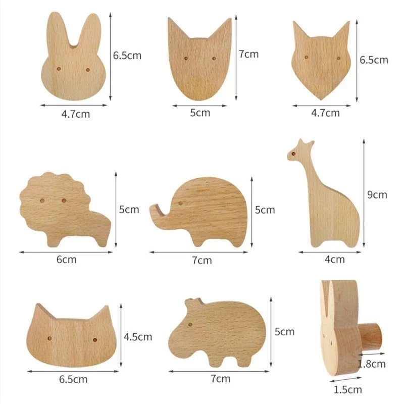 Wooden Wall Hooks – Animal Designs – Scandinavian Style