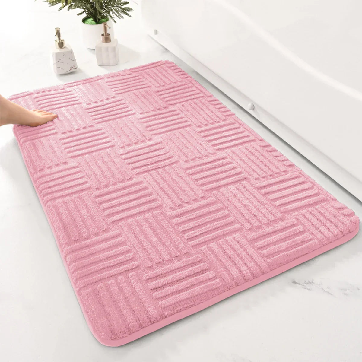 thick absorbent striped bath mat
