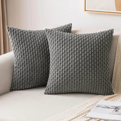 Corduroy Cushion Cover Soft Ribbed Fabric For Home