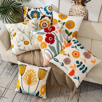 Embroidered Cushion Cover – Floral Pattern – Cotton Blend