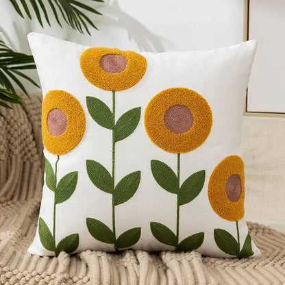Embroidered Cushion Cover – Floral Pattern – Cotton Blend