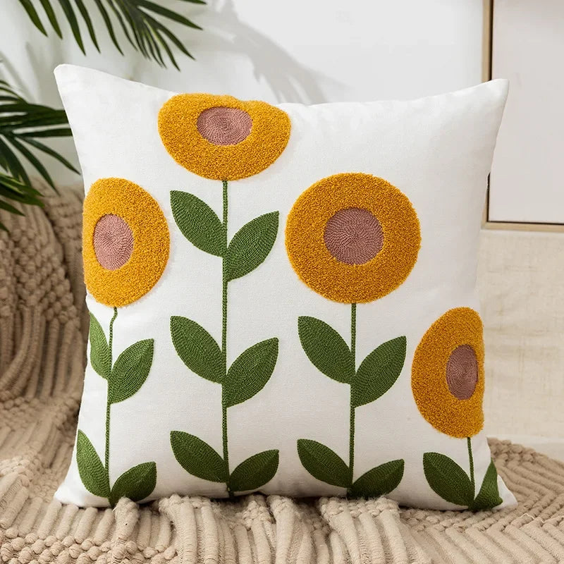 Embroidered Cushion Cover – Floral Pattern – Cotton Blend