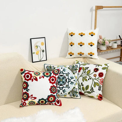 Embroidered Cushion Cover – Floral Pattern – Cotton Blend