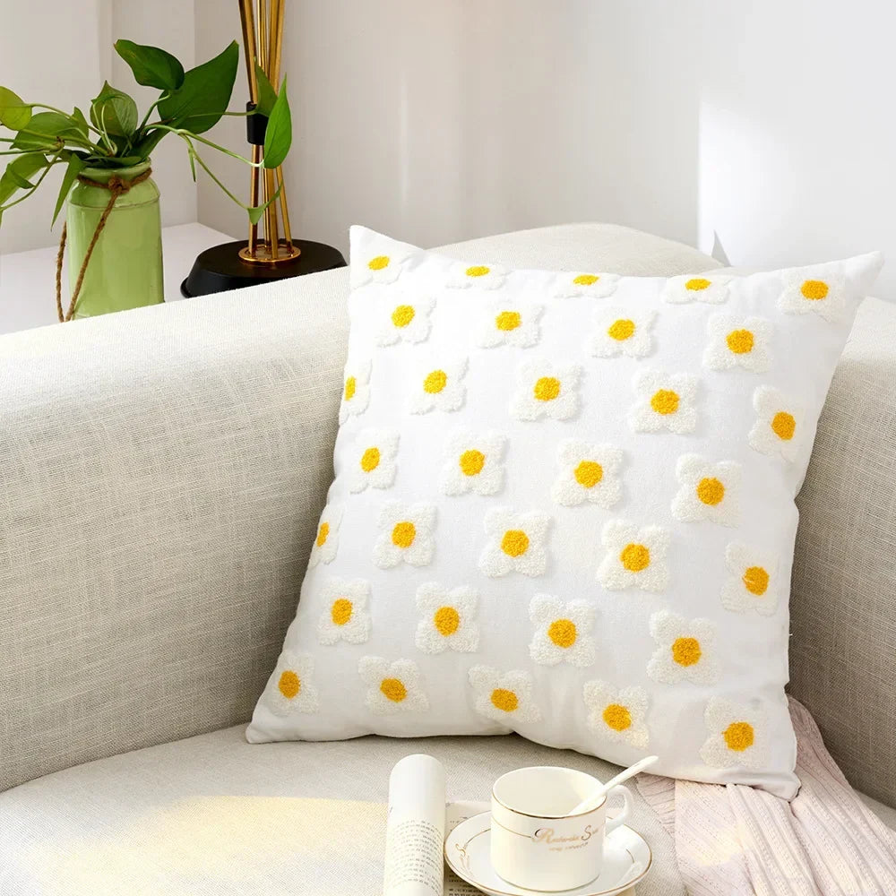 Embroidered Cushion Cover – Floral Pattern – Cotton Blend