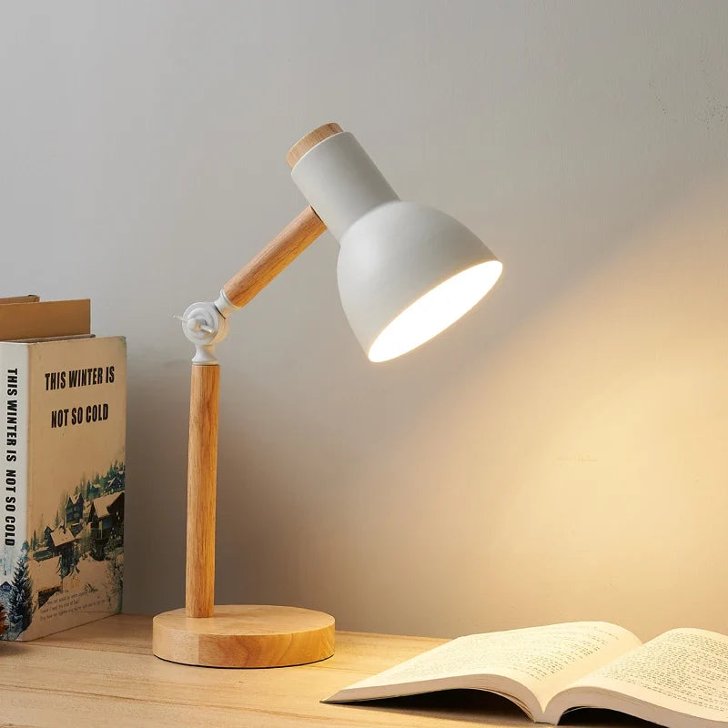 Nordic Wooden Desk Lamp – Adjustable – E27 – Modern Table Light