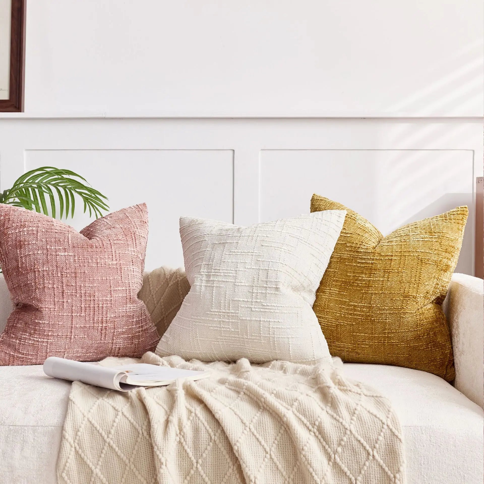 Chenille Cushion Cover – Woven Texture – Washable – Home Décor