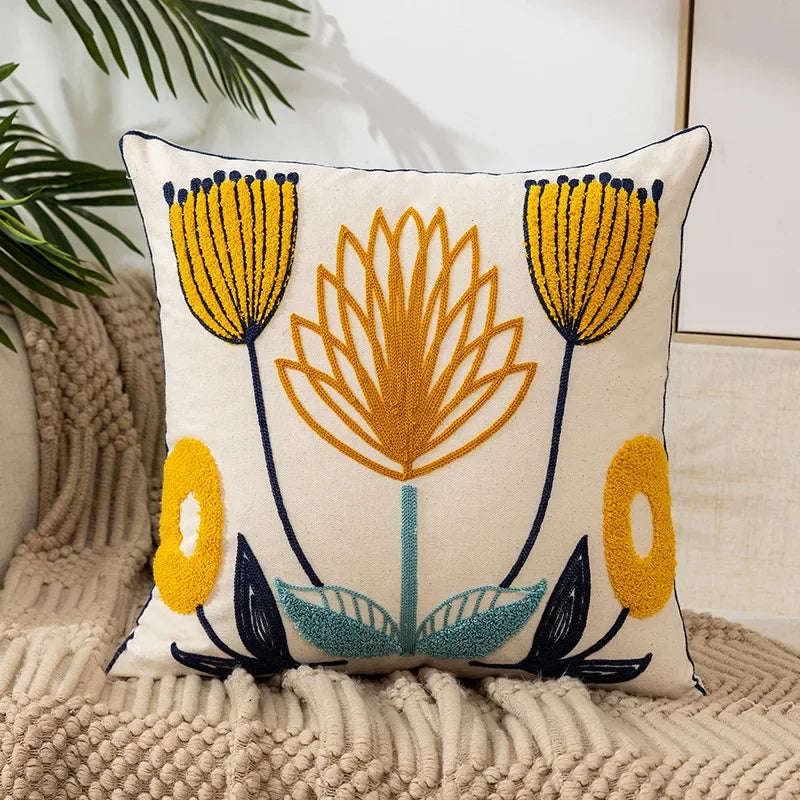 Embroidered Cushion Cover – Floral Pattern – Cotton Blend
