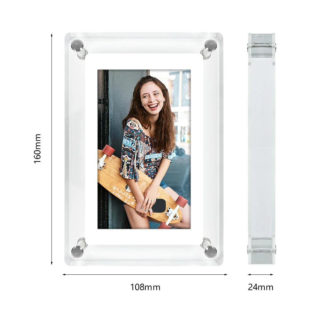 Digital Photo Frame – 5-Inch IPS Display – Rechargeable – Acrylic Design