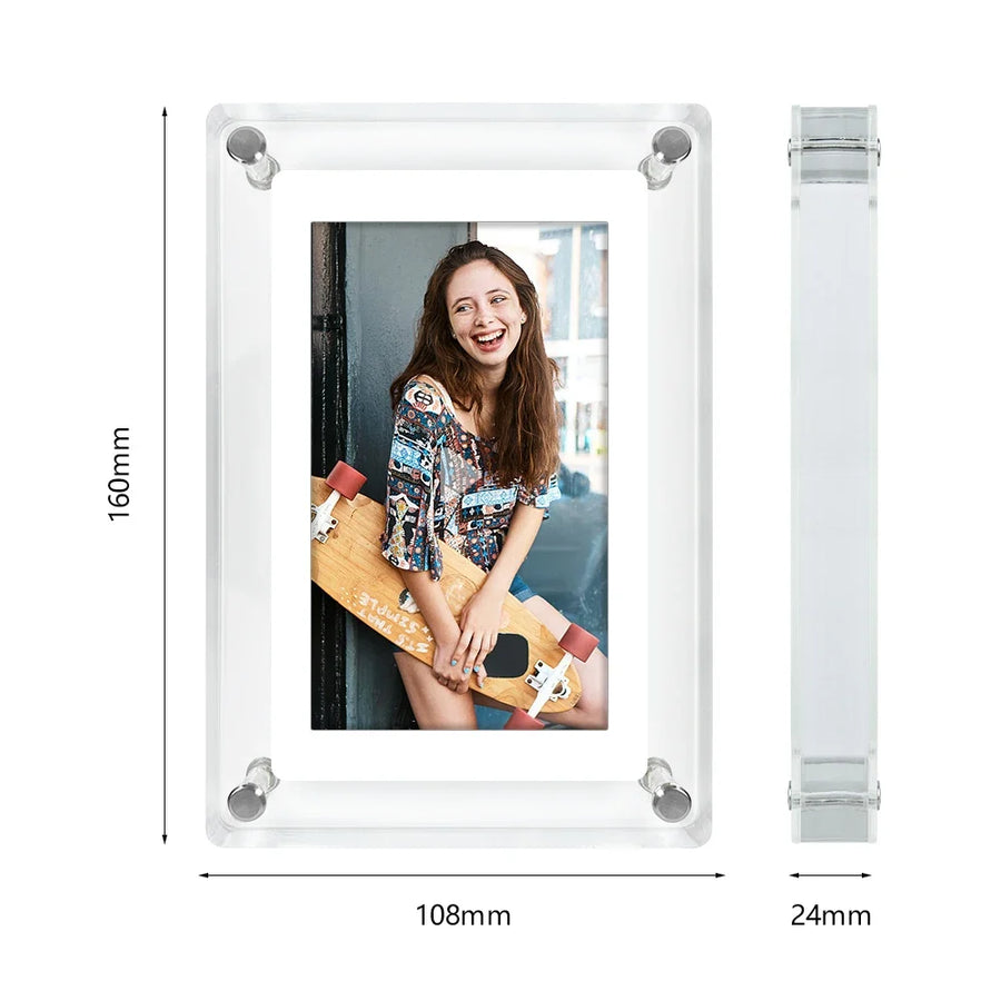 Digital Photo Frame – 5-Inch IPS Display – Rechargeable – Acrylic Design
