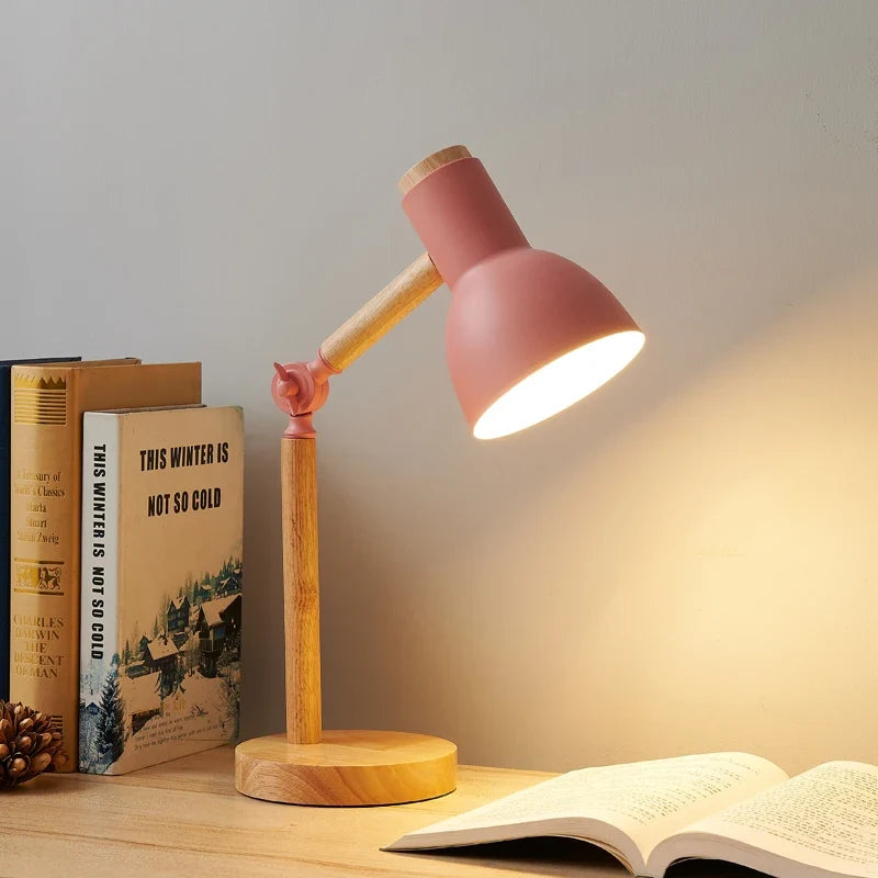 Nordic Wooden Desk Lamp – Adjustable – E27 – Modern Table Light