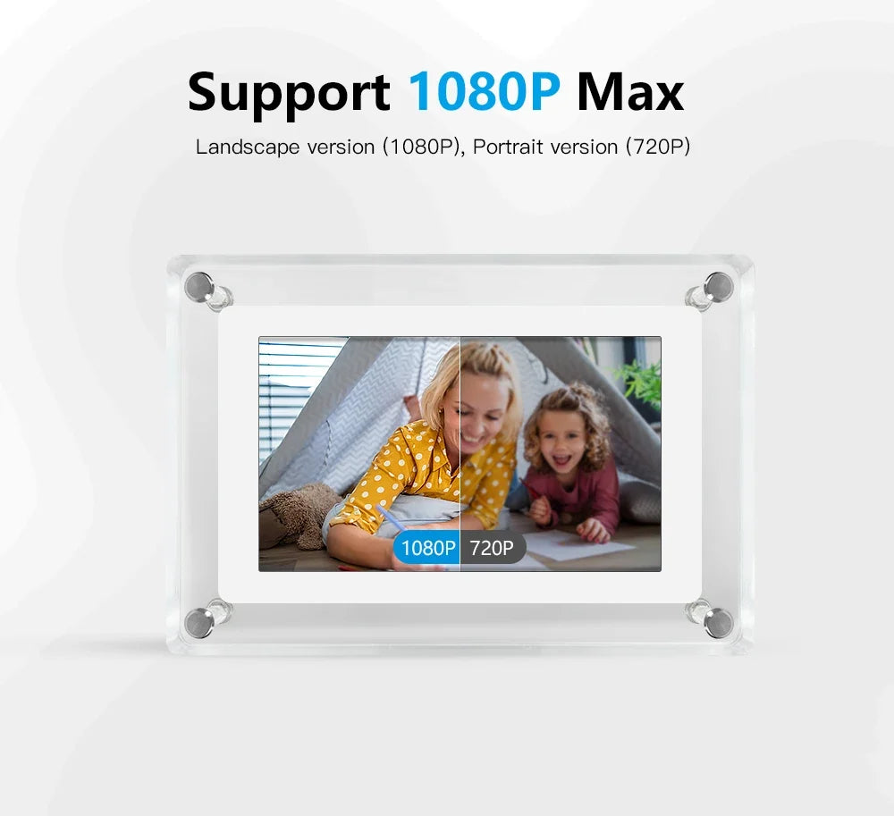 Digital Photo Frame – 5-Inch IPS Display – Rechargeable – Acrylic Design