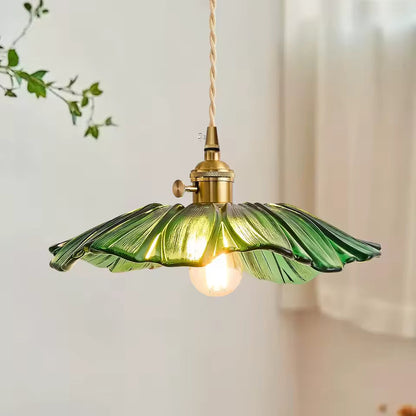 Flower Glass Pendant Light Adjustable For Home