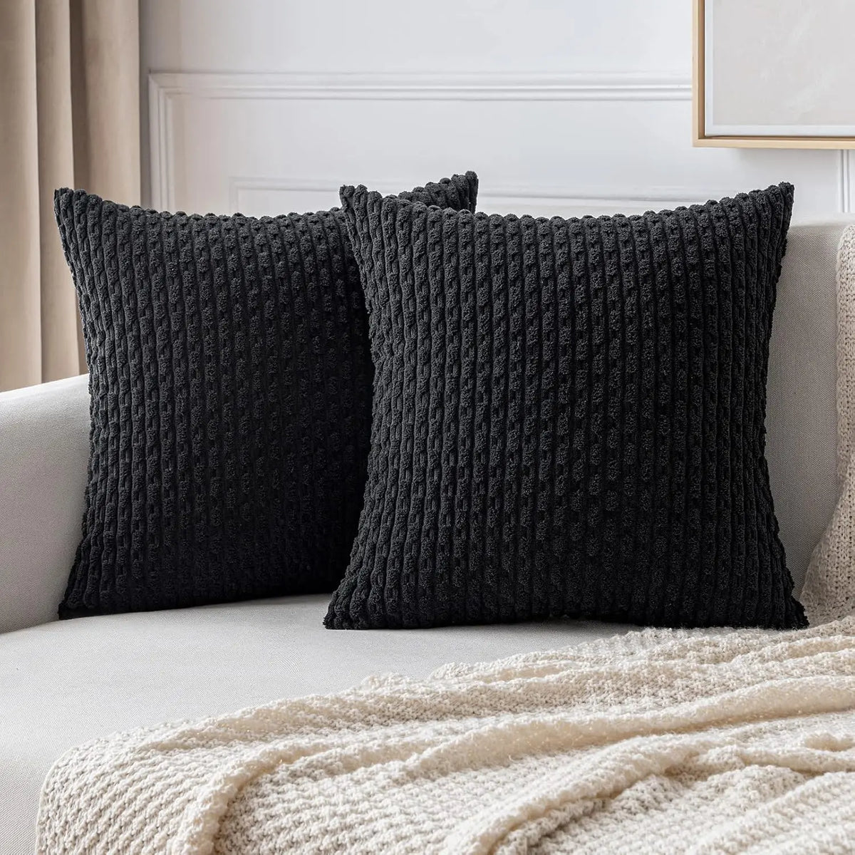 Corduroy Cushion Cover Soft Ribbed Fabric For Home