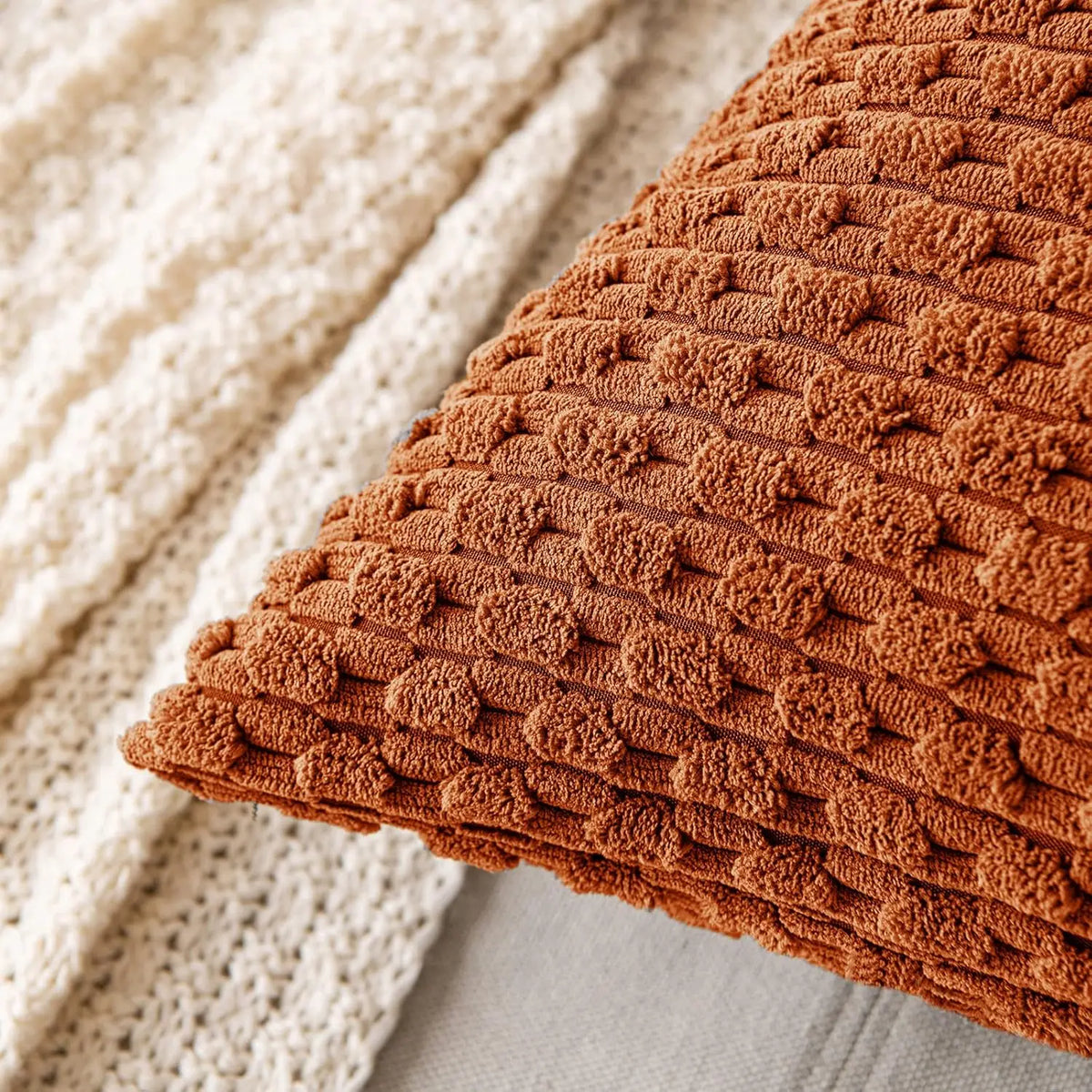 Corduroy Cushion Cover Soft Ribbed Fabric For Home