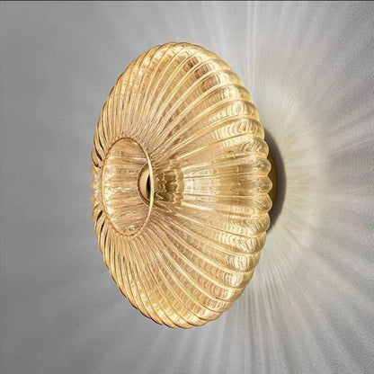 Ribbed Glass Wall Light Round Fitting