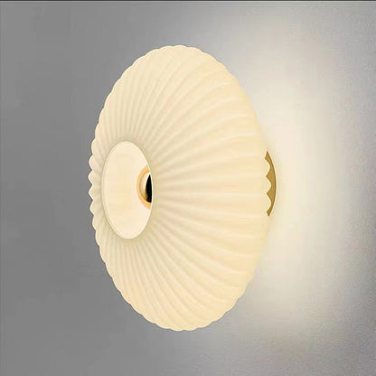Ribbed Glass Wall Light Round Fitting