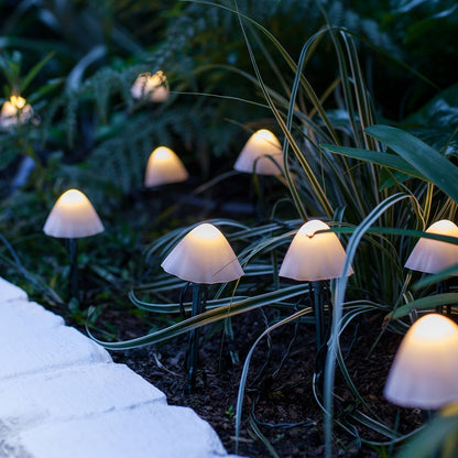 Solar Mushroom Garden Lights Set Warm White LED