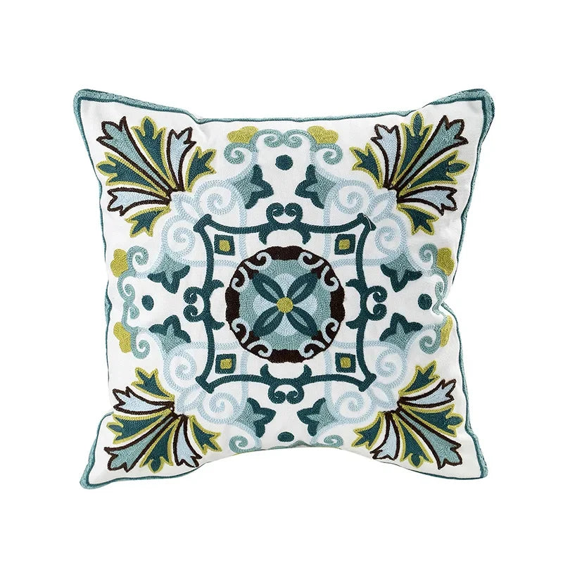Embroidered Cushion Cover – Floral Pattern – Cotton Blend