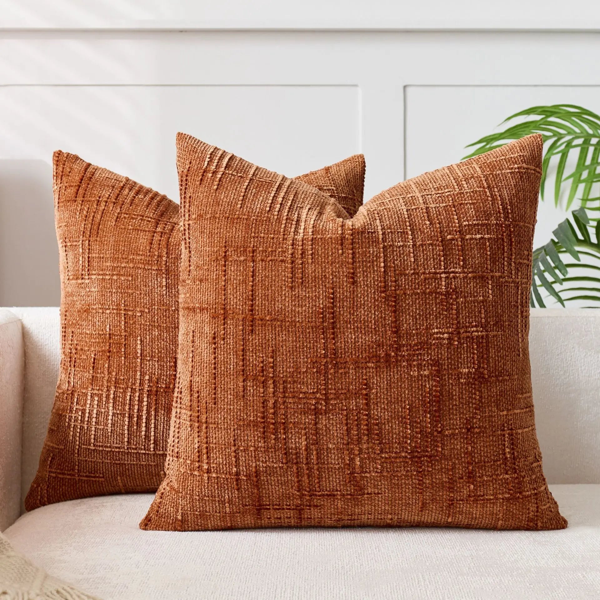 Chenille Cushion Cover – Woven Texture – Washable – Home Décor
