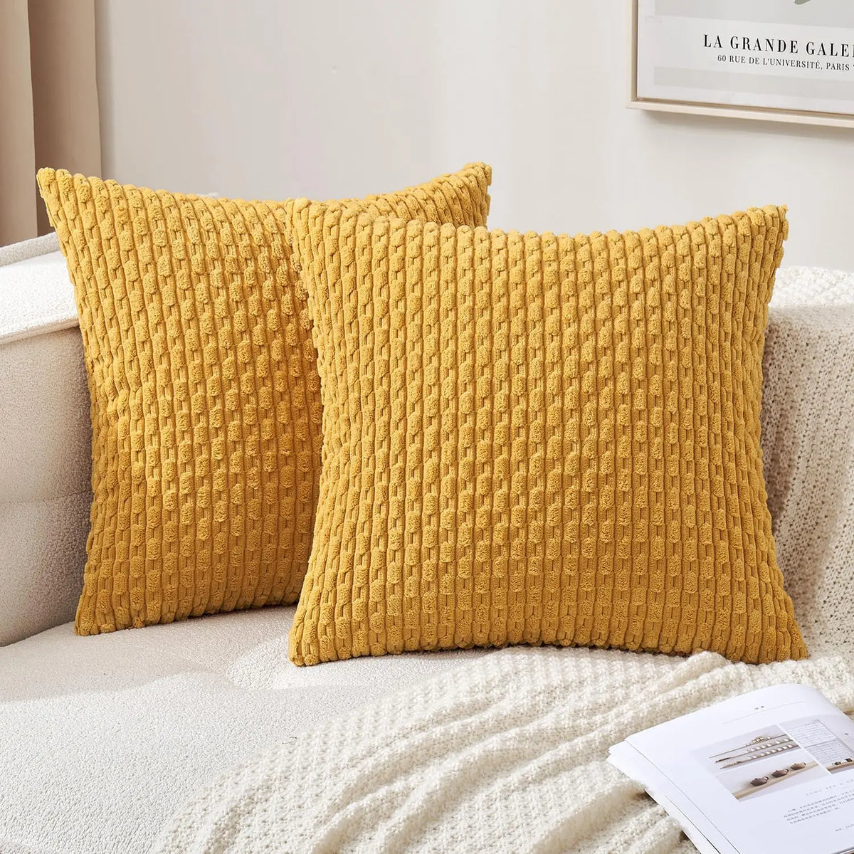 Corduroy Cushion Cover Soft Ribbed Fabric For Home