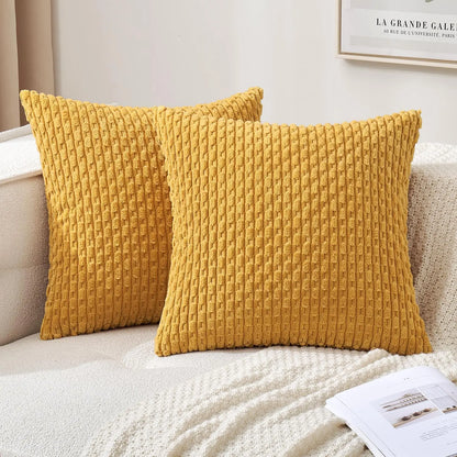 Corduroy Cushion Cover Soft Ribbed Fabric For Home