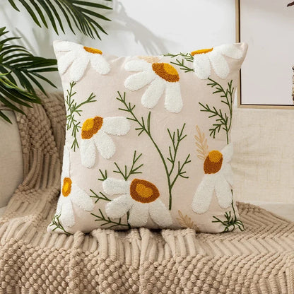 Embroidered Cushion Cover – Floral Pattern – Cotton Blend