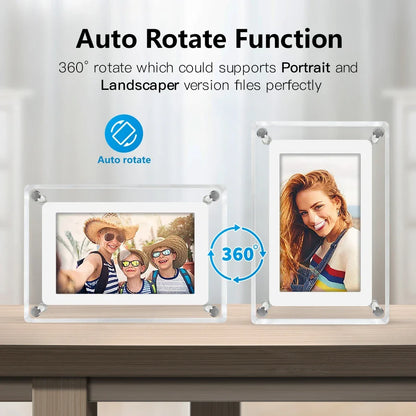 Digital Photo Frame – 5-Inch IPS Display – Rechargeable – Acrylic Design